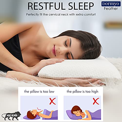 Dormyo Feather Memory Foam Orthopedic King Size Pillow with Premium Washable 400 GSM Cover and 200 GSM Inner Cover (22 * 13.5 * 4 inch) (Feather Pack of 1) - Image 3