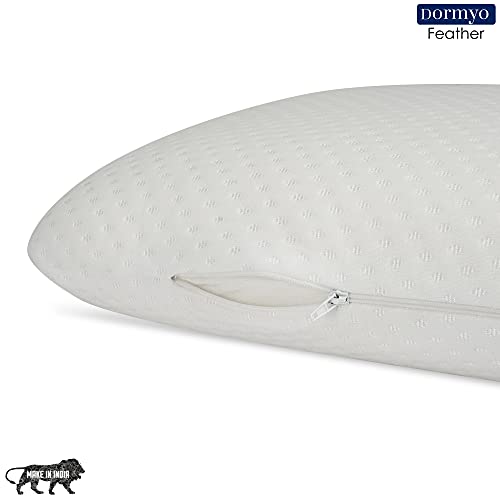 Dormyo Feather Memory Foam Orthopedic King Size Pillow with Premium Washable 400 GSM Cover and 200 GSM Inner Cover (22 * 13.5 * 4 inch) (Feather Pack of 1) - Image 4