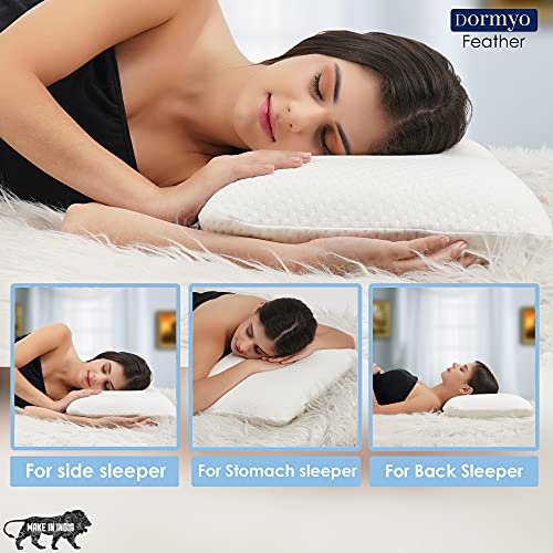 Dormyo Feather Memory Foam Orthopedic King Size Pillow with Premium Washable 400 GSM Cover and 200 GSM Inner Cover (22 * 13.5 * 4 inch) (Feather Pack of 1) - Image 5