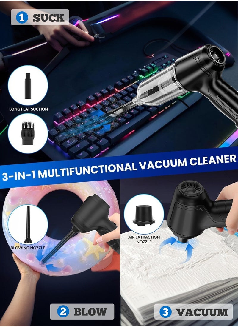 XnYao Cordless Vacuum Cleaner 12000PA, 120W High Power Handheld Car Vacuum Cleaner  & Air Duster, 3-In-1 Portable Mini Car Vacuum Cleaner  For Car, Home, Office, Pet  - Image 3