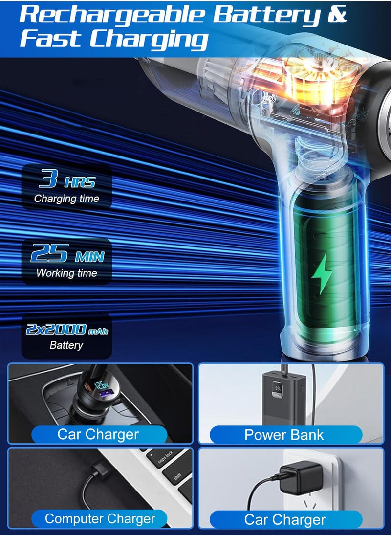 XnYao Cordless Vacuum Cleaner 12000PA, 120W High Power Handheld Car Vacuum Cleaner  & Air Duster, 3-In-1 Portable Mini Car Vacuum Cleaner  For Car, Home, Office, Pet  - Image 5