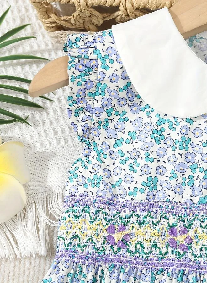 تايك تو Take Two Girls Blue Peter Pan Collar Smocked Dress