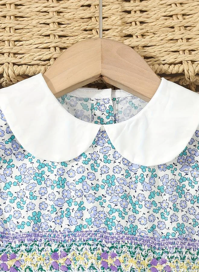تايك تو Take Two Girls Blue Peter Pan Collar Smocked Dress
