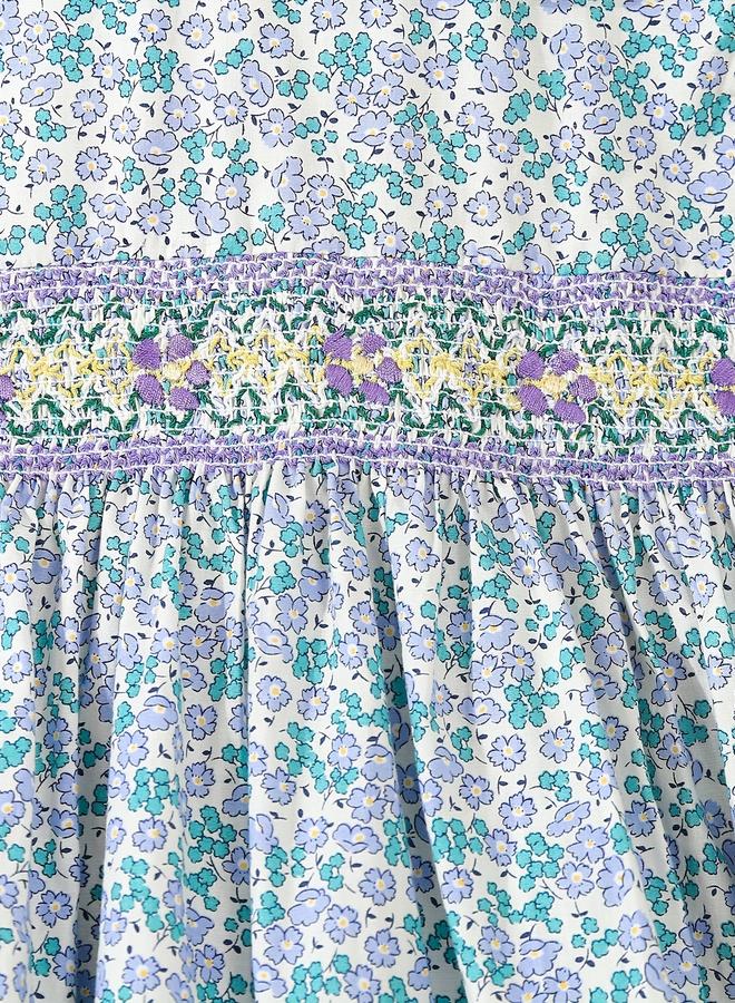 تايك تو فستان بناتي بياقة بيتر بان مطرز باللون الأزرق - Image 5