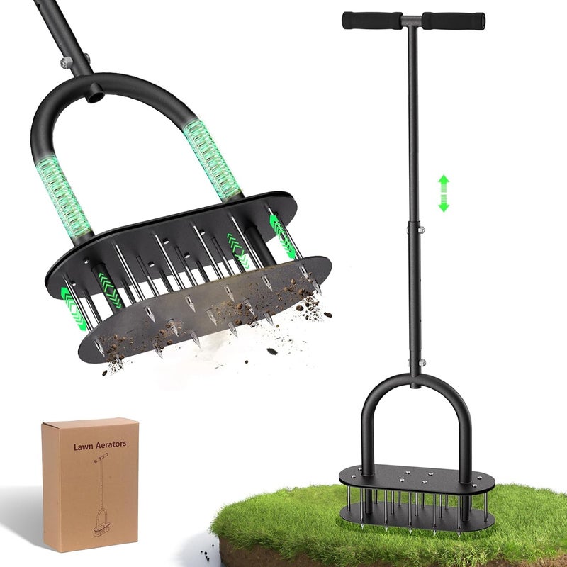 Onadak أونادا ك aerator العشب تصميم تنظيف الأوساخ والأوراق الأوتوماتيكي، مسبق التجميع 15 مسمار حديدي معدني، أدوات تهوية التربة للعشب والحديقة، أدوات تهوية العشب - Image 1