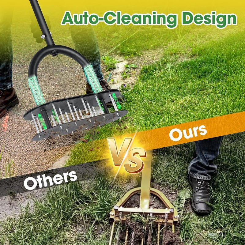 Onadak أونادا ك aerator العشب تصميم تنظيف الأوساخ والأوراق الأوتوماتيكي، مسبق التجميع 15 مسمار حديدي معدني، أدوات تهوية التربة للعشب والحديقة، أدوات تهوية العشب - Image 3
