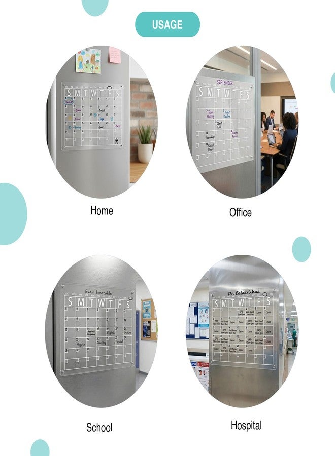 oddpod™ A3 Magnetic Acrylic Monthly Planner/Transparent Calendar & Organisation Board for Refrigerator with Marker, Duster & Magnetic Holder - Image 5