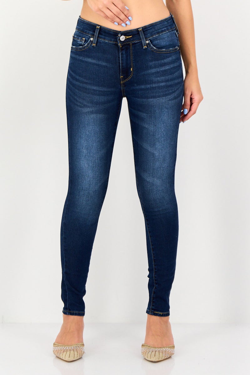 Levi's جينز ضيق للنساء، مغسول وقابل للتمدد، أزرق - Image 1