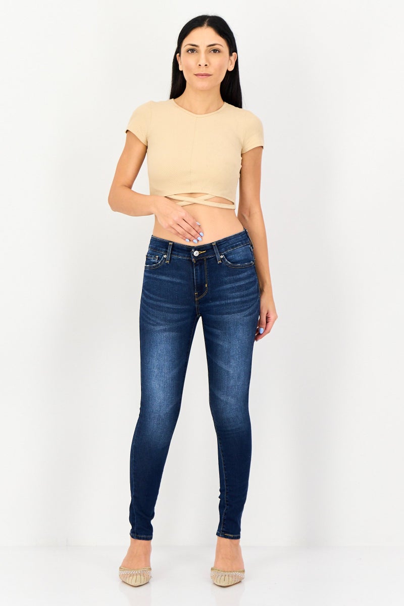 Levi's جينز ضيق للنساء، مغسول وقابل للتمدد، أزرق - Image 3