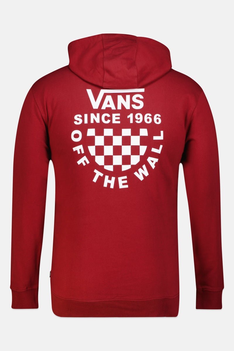 VANS Men Brand Logo Long Sleeve Hoodie, Maroon - Image 4