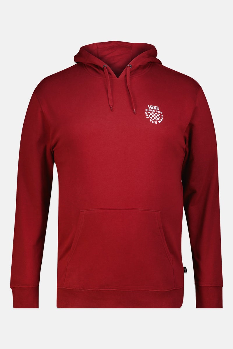 VANS Men Brand Logo Long Sleeve Hoodie, Maroon - Image 3