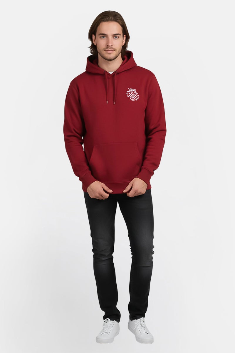 VANS Men Brand Logo Long Sleeve Hoodie, Maroon - Image 1