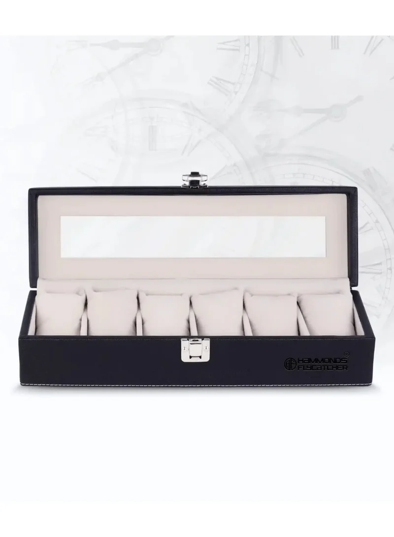 HAMMONDS FLYCATCHER Premium Vegan Leather Men's and Women's Watch Box/Organiser with Glass Window, Gift Ready Luxury Watches Display Case for Collectors