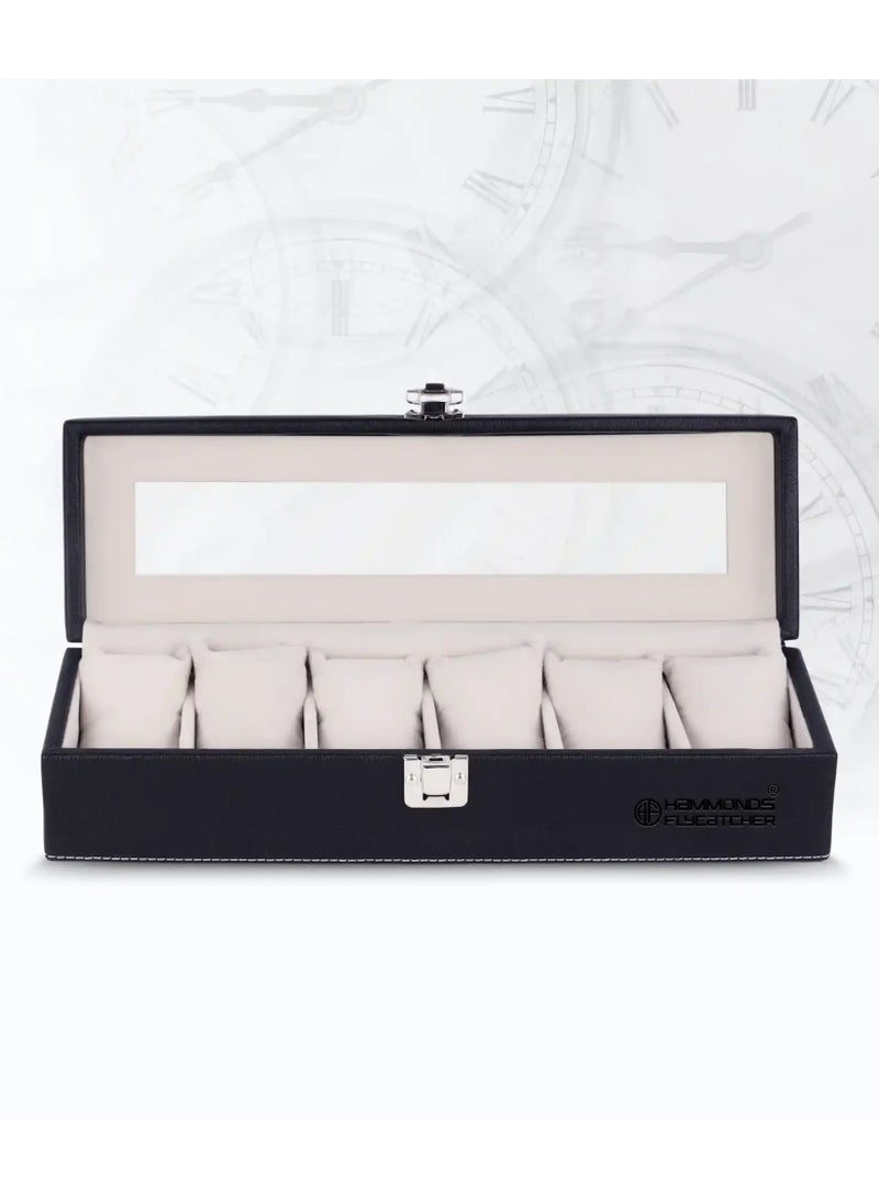 HAMMONDS FLYCATCHER Premium Vegan Leather Men's and Women's Watch Box/Organiser with Glass Window, Gift Ready Luxury Watches Display Case for Collectors - Image 1
