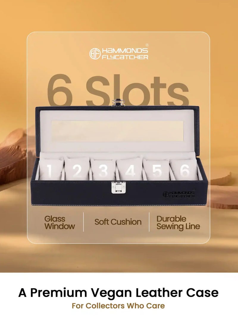 HAMMONDS FLYCATCHER Premium Vegan Leather Men's and Women's Watch Box/Organiser with Glass Window, Gift Ready Luxury Watches Display Case for Collectors - Image 3