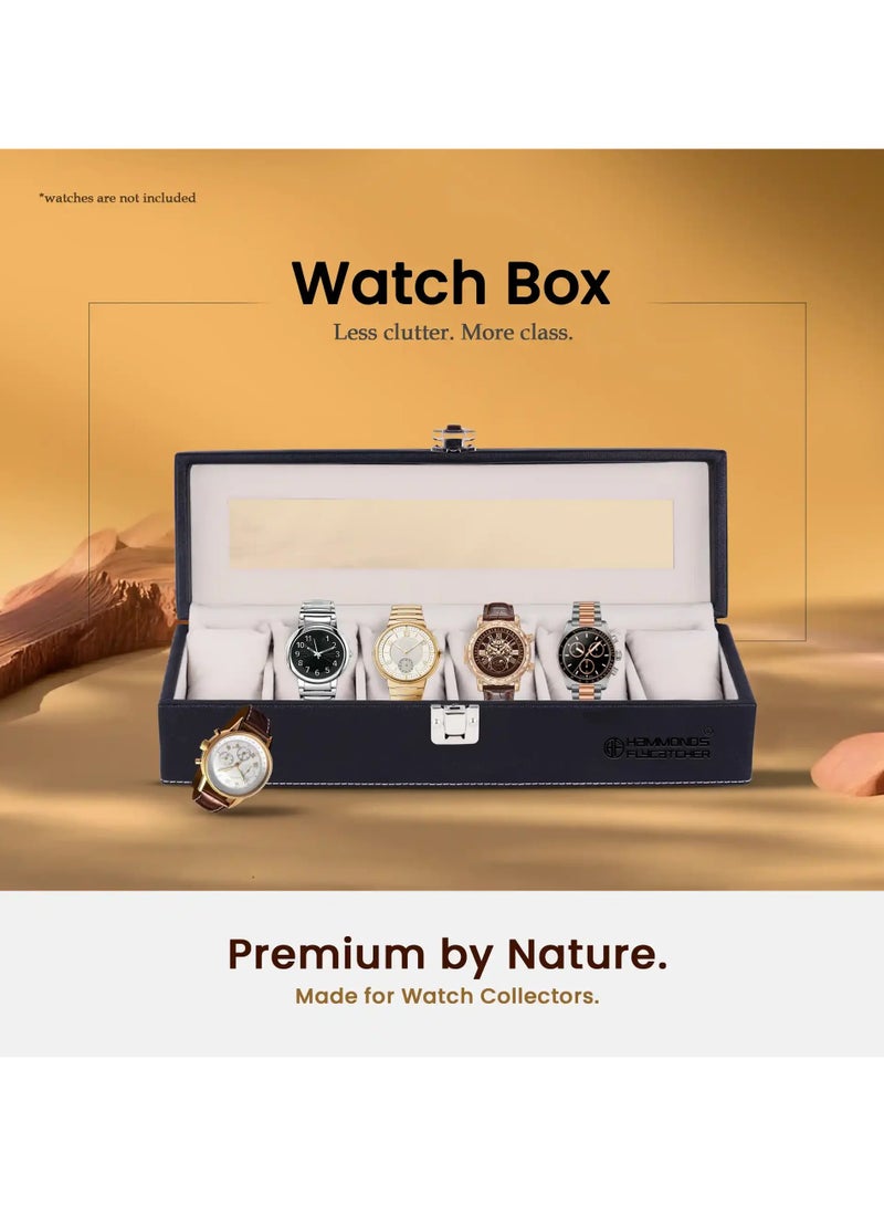 HAMMONDS FLYCATCHER Premium Vegan Leather Men's and Women's Watch Box/Organiser with Glass Window, Gift Ready Luxury Watches Display Case for Collectors - Image 4