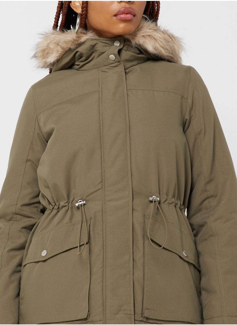 ONLY - Fur Hooded Jacket - Image 1