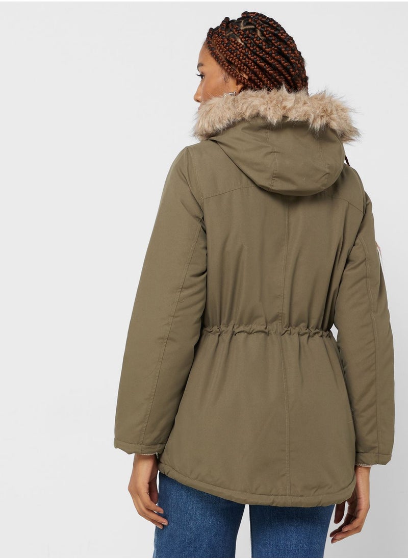 ONLY - Fur Hooded Jacket - Image 1