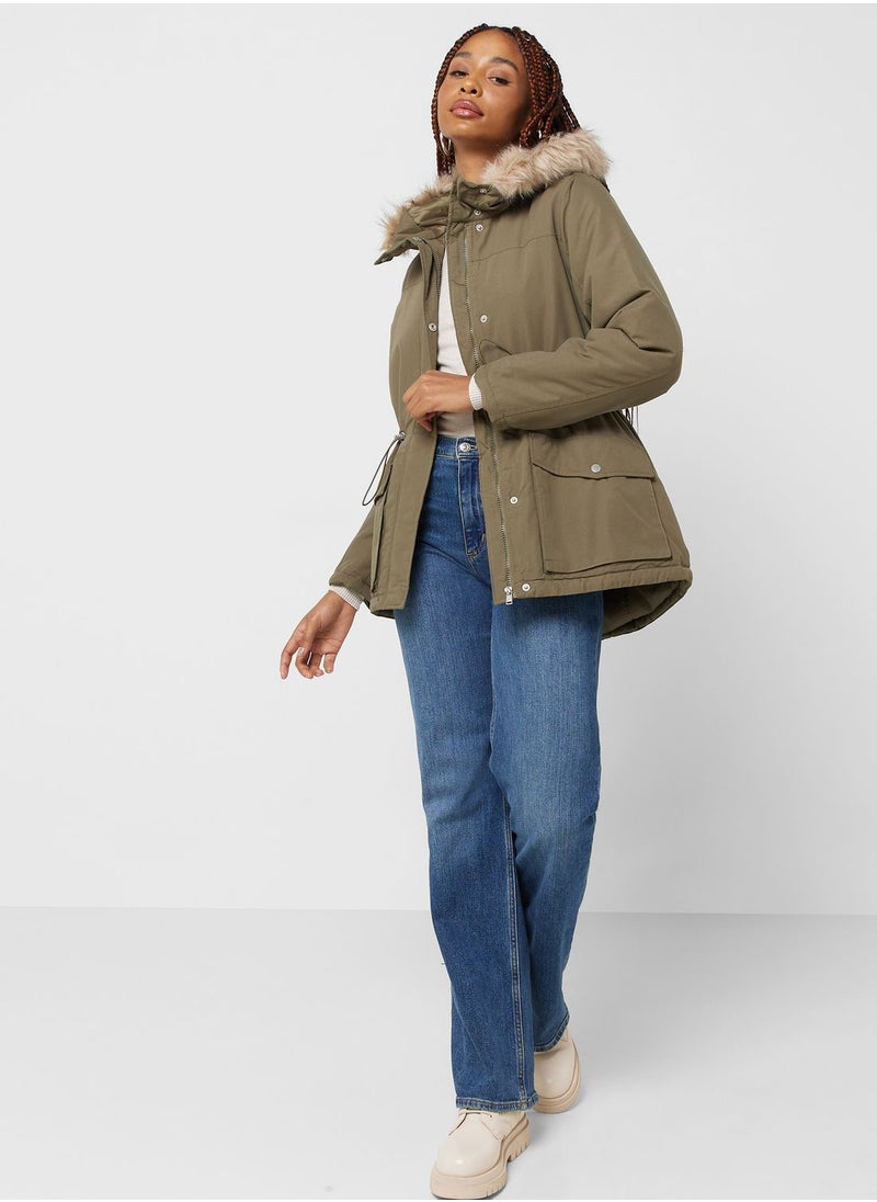 ONLY - Fur Hooded Jacket - Image 1
