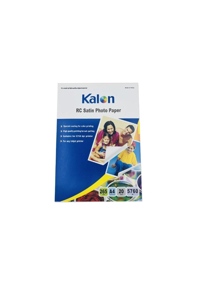 Kalon - A4-265 Gsm Rc Satin Glossy  photo paper 20 Sheets for any inkjet printer - Image 1