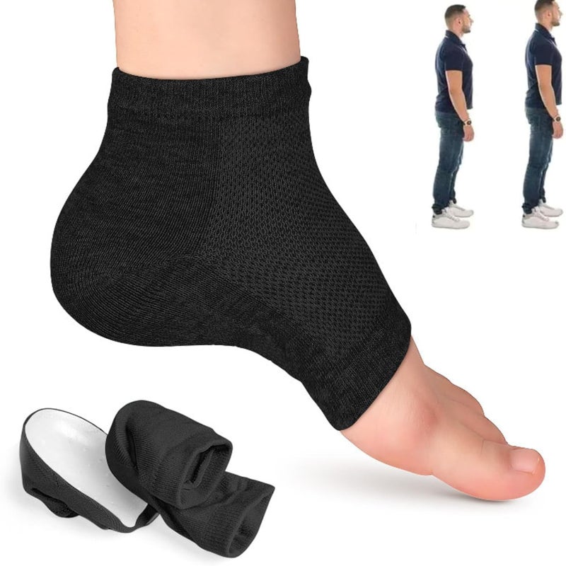 Invisible silicone height increasing insole, semi cushioned heel height increasing pad   black - Image 1