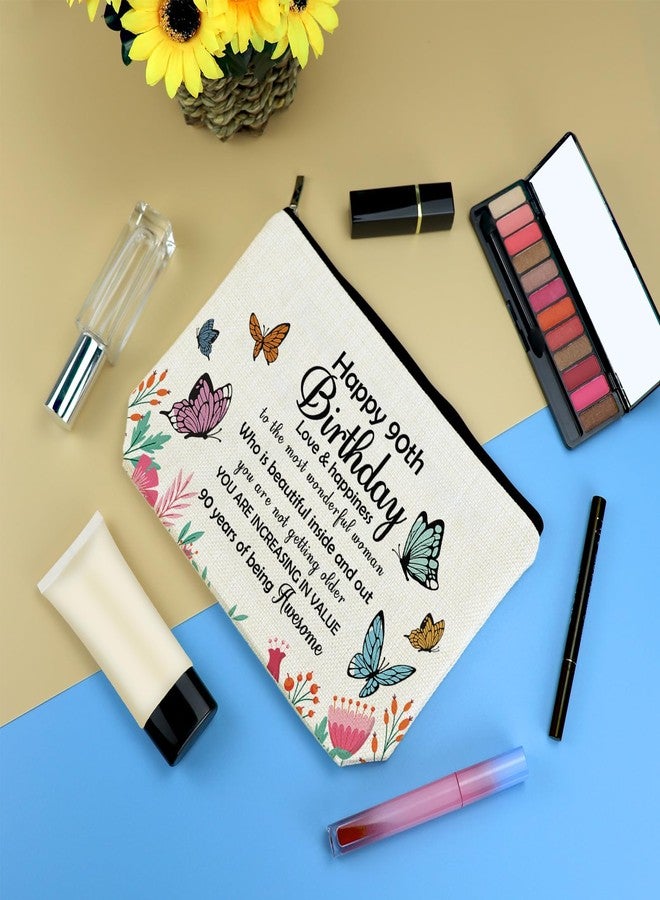 Mikela 90th Birthday Gifts for Women Makeup Bag Gifts for 90 Year Old Woman Happy 90 Birthday Party Decor Cosmetic Bag 1935 Bday Gift for Grandma Mom Aunt Nana Travel Toiletry Pouch - Image 3