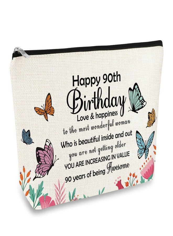 Mikela 90th Birthday Gifts for Women Makeup Bag Gifts for 90 Year Old Woman Happy 90 Birthday Party Decor Cosmetic Bag 1935 Bday Gift for Grandma Mom Aunt Nana Travel Toiletry Pouch - Image 1