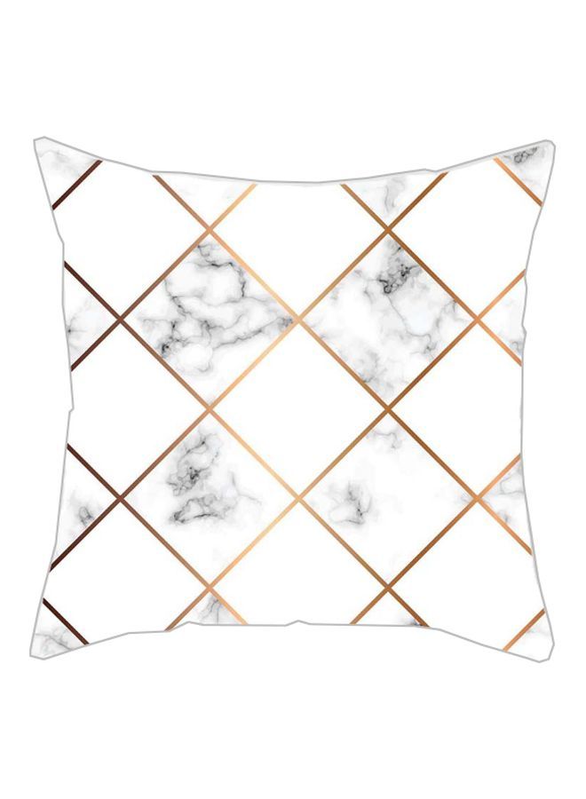 NIBEMINENT Stripes Printed Cushion Cover White/Grey/Gold 45x45cm