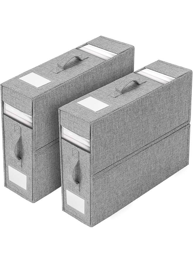 هوكور منظمات وتخزين ملاءات السرير من هوكور، منظمات خزانة قماشية قابلة للطي مع مقابض، منظم تخزين الفراش لغطاء اللحاف والبطانية والملابس (رمادي)