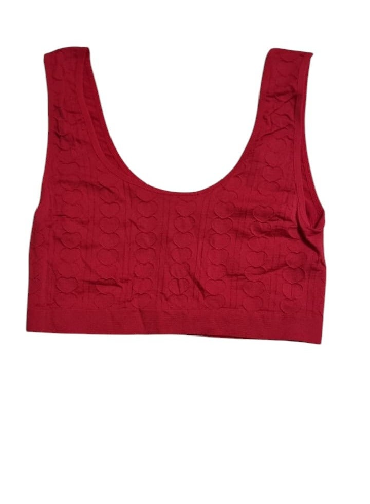 Women's Polyester Non-Wired Soft Tank Top Sports Bra Free Size Red 
