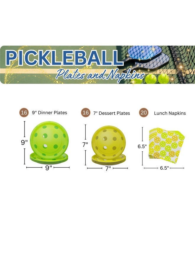 Blue Orchards Pickleball Party Plates And Napkins (52 Pieces For 16 Guests) - Pickleball Party Decorations Sports Themed Birthday Baby Shower Disposable Paper Plates And Napkins - Image 2