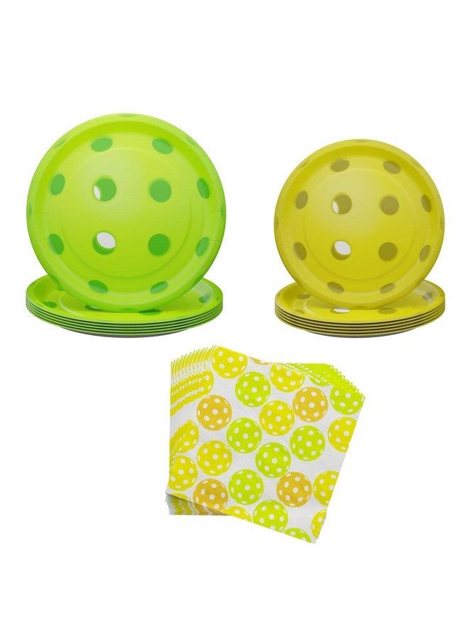 Blue Orchards Pickleball Party Plates And Napkins (52 Pieces For 16 Guests) - Pickleball Party Decorations Sports Themed Birthday Baby Shower Disposable Paper Plates And Napkins - Image 1