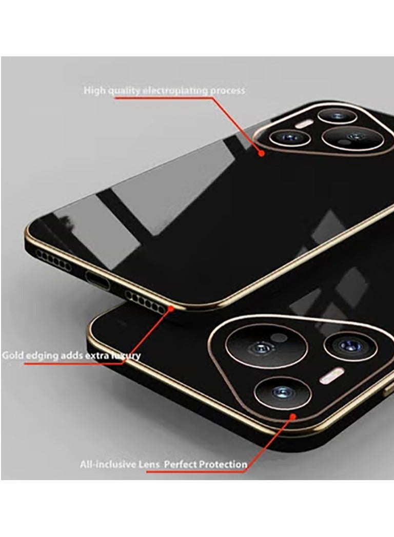 Compatible with Huawei Pura 80 Pro/Pura 80 Pro+ cover, smooth veneer gold plated chrome, black Thin and smooth shock-proof full protection Huawei Pura 80 Pro/Pura 80 Pro+ case -Black - Image 4