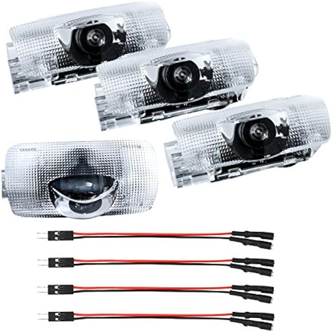 Khazna Led Car Door Logo Light Projector Welcome Laser Lights Car Door Courtesy Lights 3D Logo Door Lights White Led Projector Lamps For Series Door Light Replacement 4 Pack - Image 1