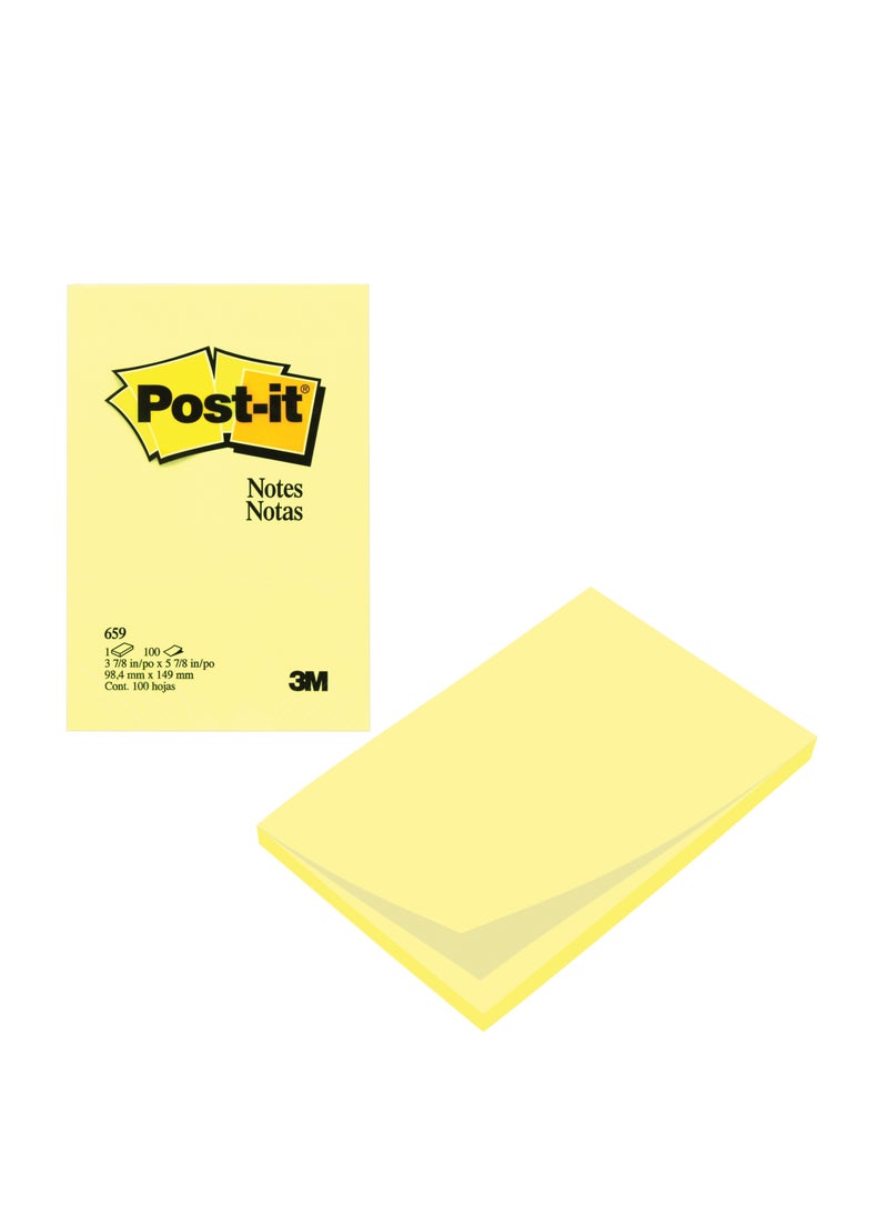 ثري ام ملاحظات لاصقة ذاتية اللصق من بوست-إت ٦٥٩ مستطيلة، ٤ × ٦ بوصات، ١٠٠ ورقة