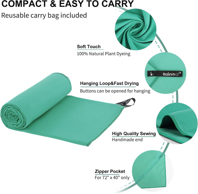 Rainleaf Microfiber Towel Perfect Travel & Gym & Camping Towel. Quick Dry - Super Absorbent - Ultra Compact - Lightweight. Suitable for Trip, Beach, Shower, Backpacking, Pool - Image 3