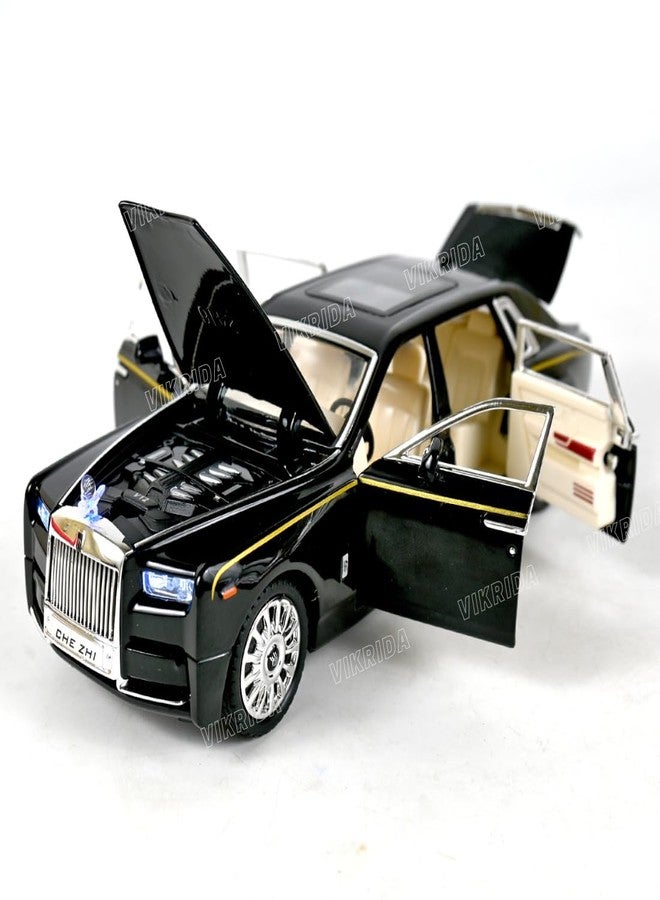 VikriDA 1/24 Rolls-Royce Phantom Model Car,Zinc Alloy Pull Back Toy Diecast Toy Cars with Sound and Light for Kids Boy Girl Gift (Black) - Image 1