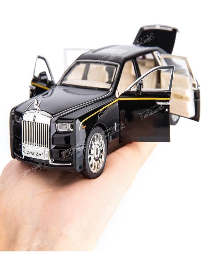 VikriDA 1/24 Rolls-Royce Phantom Model Car,Zinc Alloy Pull Back Toy Diecast Toy Cars with Sound and Light for Kids Boy Girl Gift (Black) - Image 4