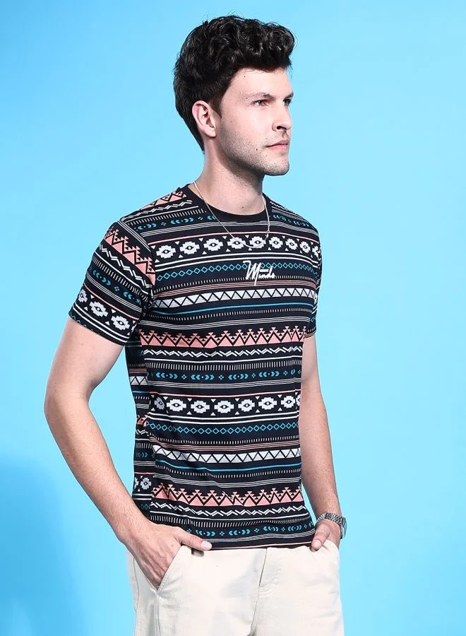 The Indian Garage Co Men's Casual Regular Fit Printed Crew Neck Short Sleeve T-Shirt