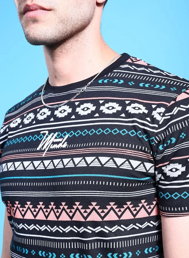 The Indian Garage Co Men's Casual Regular Fit Printed Crew Neck Short Sleeve T-Shirt