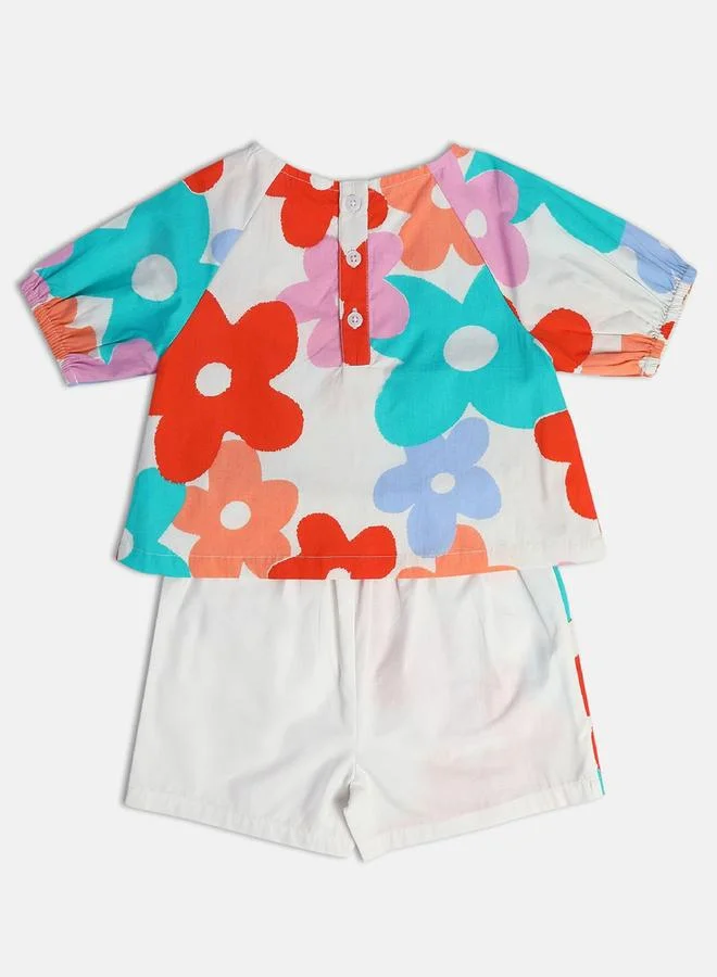 MINIKLUB Girls Floral Cotton Top and Shorts Set