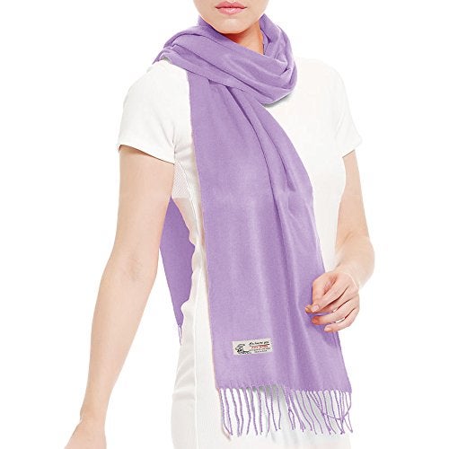 TZ Promise Plain Solid Color Cashmere Feel Classic Soft Luxurious Winter Scarf For Men Women (Light Purple) - Image 3