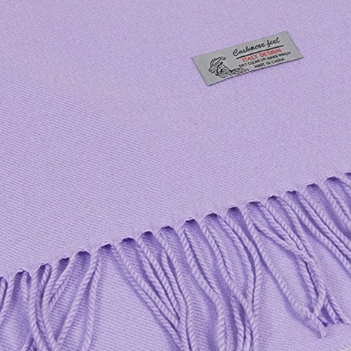 TZ Promise Plain Solid Color Cashmere Feel Classic Soft Luxurious Winter Scarf For Men Women (Light Purple) - Image 2