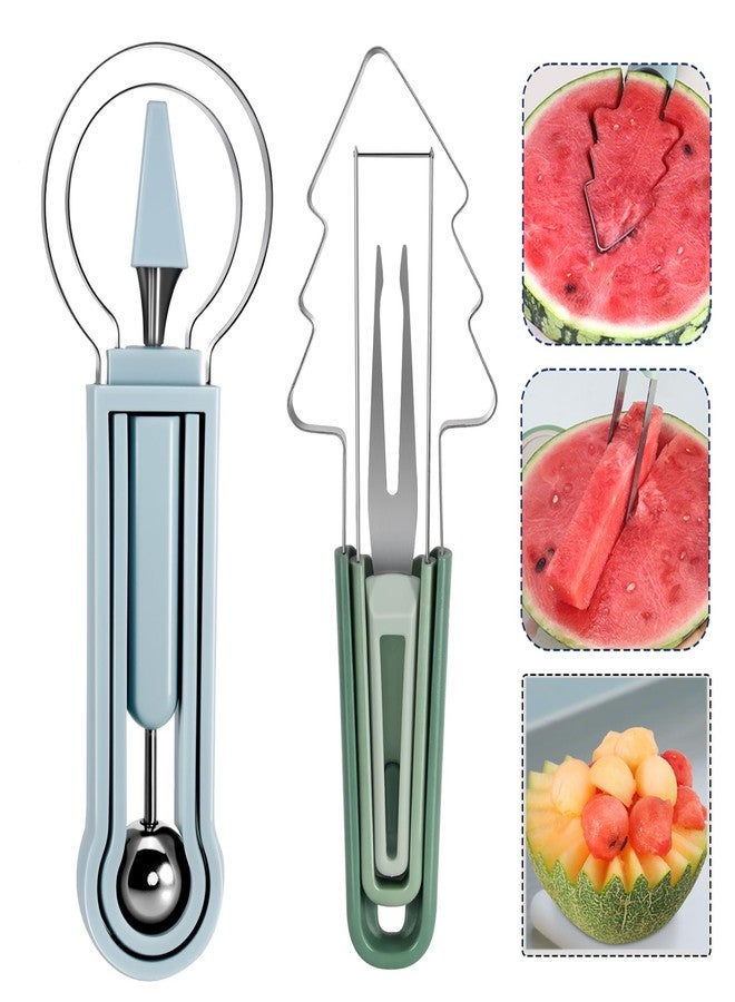 OERPHO 3-in-1 Watermelon cutter slicer tool set,Includes Christmas Tree Shaped Watermelon Slicer Cutter Tool and Melon Baller Scoop,Fruit Carving Tools for Watermelon,Cantaloupe and Dragon Fruit. - Image 1