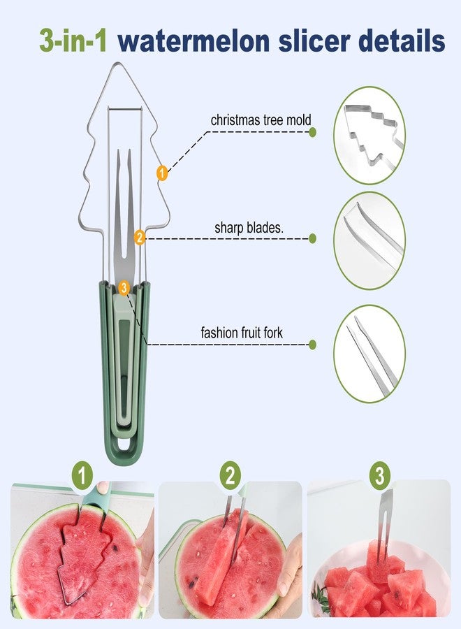 OERPHO 3-in-1 Watermelon cutter slicer tool set,Includes Christmas Tree Shaped Watermelon Slicer Cutter Tool and Melon Baller Scoop,Fruit Carving Tools for Watermelon,Cantaloupe and Dragon Fruit. - Image 3