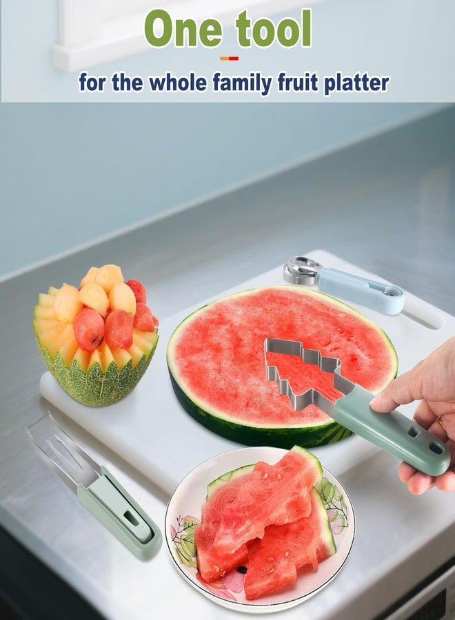 OERPHO 3-in-1 Watermelon cutter slicer tool set,Includes Christmas Tree Shaped Watermelon Slicer Cutter Tool and Melon Baller Scoop,Fruit Carving Tools for Watermelon,Cantaloupe and Dragon Fruit. - Image 2