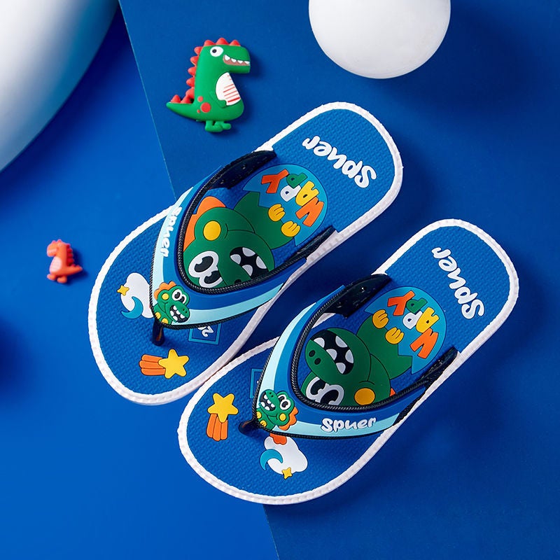 Kids Flip Flops Boys Girls Non-Slip Beach Sandals 6-12 Years Blue 