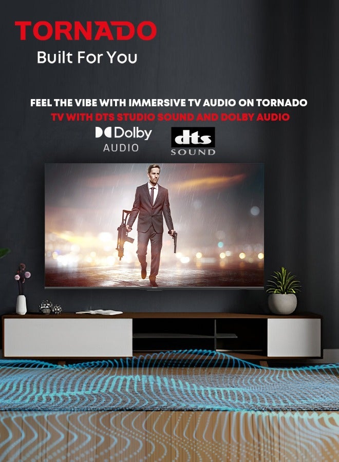 تورنيدو تلفاز ذكي 55 بوصة 4K ULTRA HD، تلفاز جوجل مع تحكم صوتي بدون استخدام اليدين، جهاز استقبال مدمج، دولبي فيجن أتموس، HDR 10+، وضع الألعاب، نطاق ألوان واسع، DTS HD، تلفاز جوجل أندرويد - Image 4