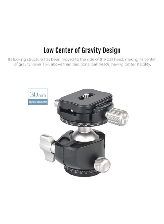 NIBEMINENT Aluminum Alloy Ball Head For Tripod Black/Silver  - Image 4