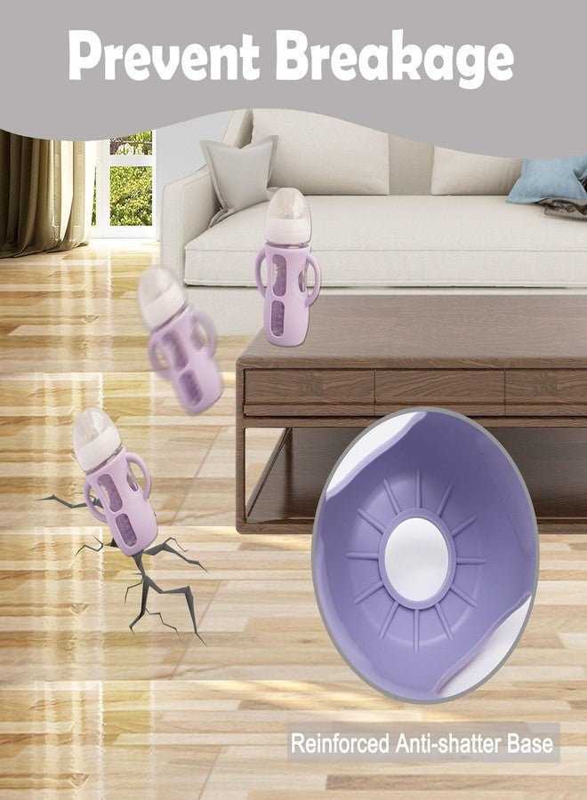 Kingwi 3 Pack Silicone Sleeves for Avent Natural Glass Baby Bottles, Anti Breakage Baby Bottle Holder, Compatible with Philips Avent Glass Natural Baby Bottle (Cute Pink+Light Purple+Beige, 8 OZ) - Image 4
